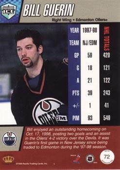 1998-99 Pacific Dynagon Ice - Red #72 Bill Guerin Back