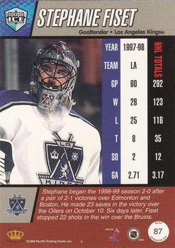 1998-99 Pacific Dynagon Ice - Red #87 Stephane Fiset Back