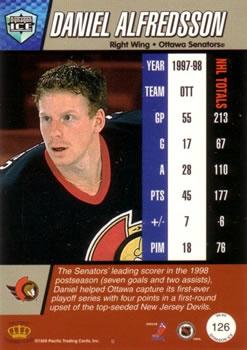 1998-99 Pacific Dynagon Ice - Red #126 Daniel Alfredsson Back