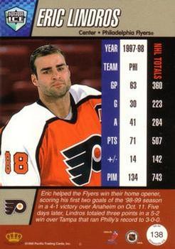 1998-99 Pacific Dynagon Ice - Red #138 Eric Lindros Back