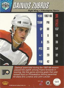 1998-99 Pacific Dynagon Ice - Red #141 Dainius Zubrus Back