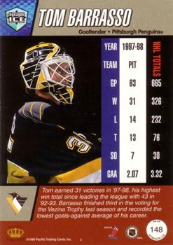1998-99 Pacific Dynagon Ice - Red #148 Tom Barrasso Back