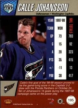 1998-99 Pacific Dynagon Ice - Red #195 Calle Johansson Back