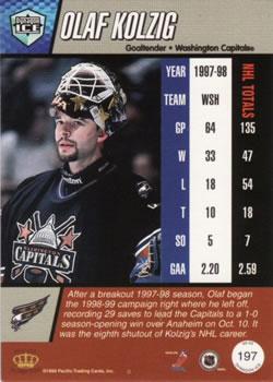 1998-99 Pacific Dynagon Ice - Red #197 Olaf Kolzig Back