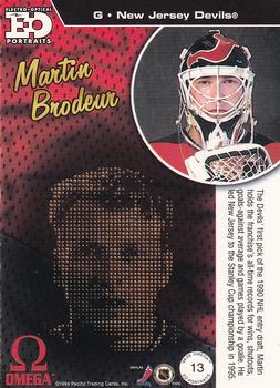 1998-99 Pacific Omega - EO Portraits #13 Martin Brodeur Back