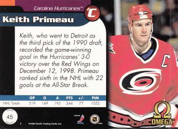 1998-99 Pacific Omega - Red #45 Keith Primeau Back