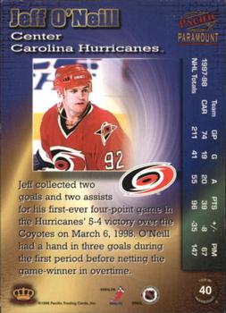 1998-99 Pacific Paramount - Copper #40 Jeff O'Neill Back