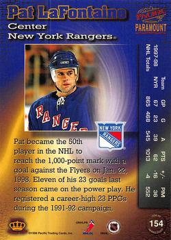 1998-99 Pacific Paramount - Copper #154 Pat LaFontaine Back