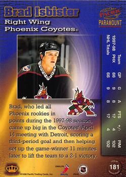 1998-99 Pacific Paramount - Copper #181 Brad Isbister Back