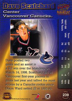 1998-99 Pacific Paramount - Copper #239 Dave Scatchard Back