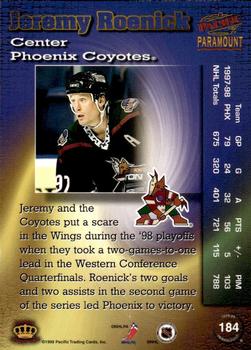 1998-99 Pacific Paramount - Emerald #184 Jeremy Roenick Back