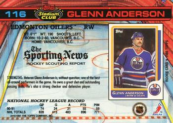 1991-92 Stadium Club #116 Glenn Anderson Back