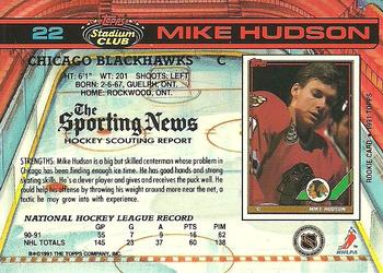 1991-92 Stadium Club #22a Mike Hudson Back