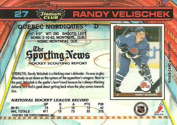 1991-92 Stadium Club #27 Randy Velischek Back
