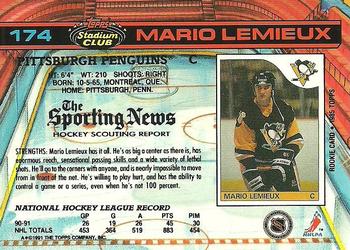 1991-92 Stadium Club #174 Mario Lemieux Back