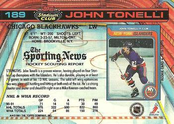 1991-92 Stadium Club #189 John Tonelli Back