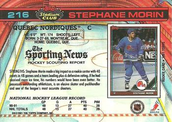1991-92 Stadium Club #216 Stephane Morin Back