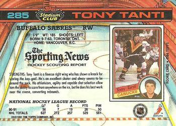 1991-92 Stadium Club #285 Tony Tanti Back