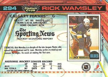1991-92 Stadium Club #294 Rick Wamsley Back