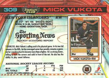 1991-92 Stadium Club #309 Mick Vukota Back
