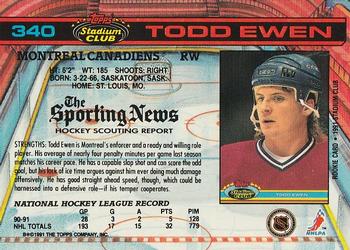 1991-92 Stadium Club #340 Todd Ewen Back