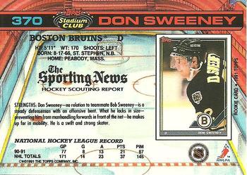 1991-92 Stadium Club #370 Don Sweeney Back