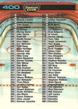 1991-92 Stadium Club #400 Checklist: 267-400 Back