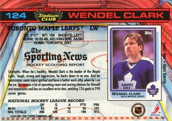 1991-92 Stadium Club #124 Wendel Clark Back