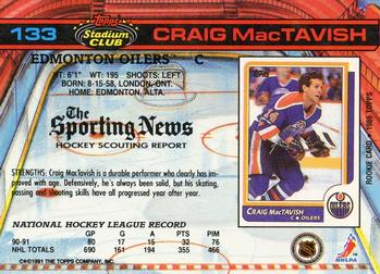 1991-92 Stadium Club #133 Craig MacTavish Back