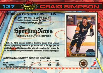 1991-92 Stadium Club #137 Craig Simpson Back