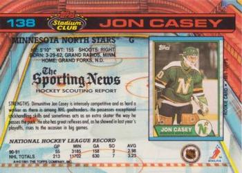 1991-92 Stadium Club #138 Jon Casey Back