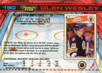 1991-92 Stadium Club #190 Glen Wesley Back