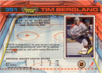 1991-92 Stadium Club #351b Tim Bergland Back