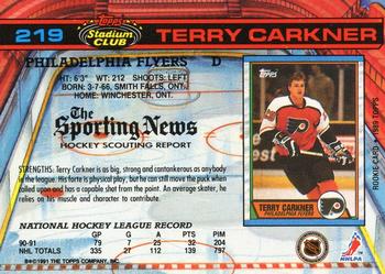 1991-92 Stadium Club #219 Terry Carkner Back