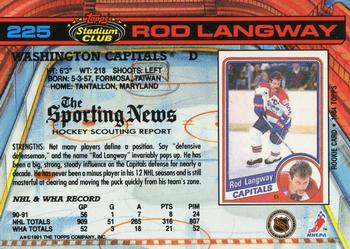 1991-92 Stadium Club #225 Rod Langway Back