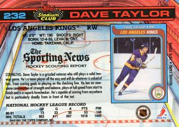 1991-92 Stadium Club #232 Dave Taylor Back