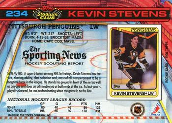 1991-92 Stadium Club #234 Kevin Stevens Back