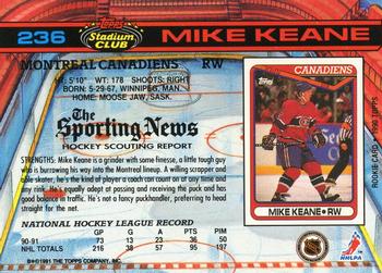 1991-92 Stadium Club #236 Mike Keane Back