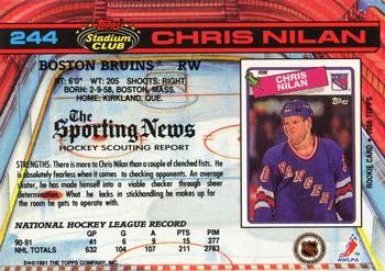 1991-92 Stadium Club #244 Chris Nilan Back