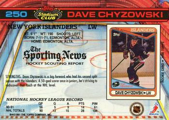 1991-92 Stadium Club #250 Dave Chyzowski Back