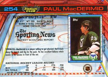 1991-92 Stadium Club #254 Paul MacDermid Back