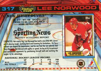 1991-92 Stadium Club #317 Lee Norwood Back
