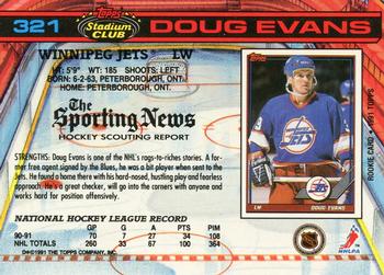 1991-92 Stadium Club #321 Doug Evans Back