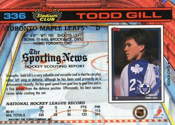 1991-92 Stadium Club #336 Todd Gill Back