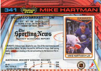 1991-92 Stadium Club #341a Mike Hartman Back