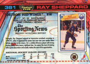 1991-92 Stadium Club #381 Ray Sheppard Back