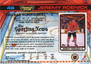 1991-92 Stadium Club #46a Jeremy Roenick Back
