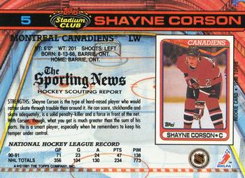 1991-92 Stadium Club #5 Shayne Corson Back