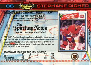 1991-92 Stadium Club #86 Stephane Richer Back
