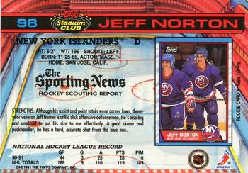 1991-92 Stadium Club #98 Jeff Norton Back